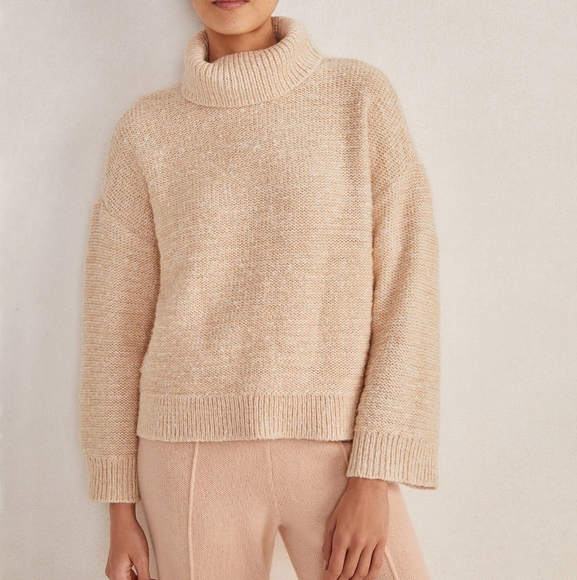 Haven Well Within Neutral Boxy Turtleneck Sweater Quiet Luxury - Picture 1 of 15